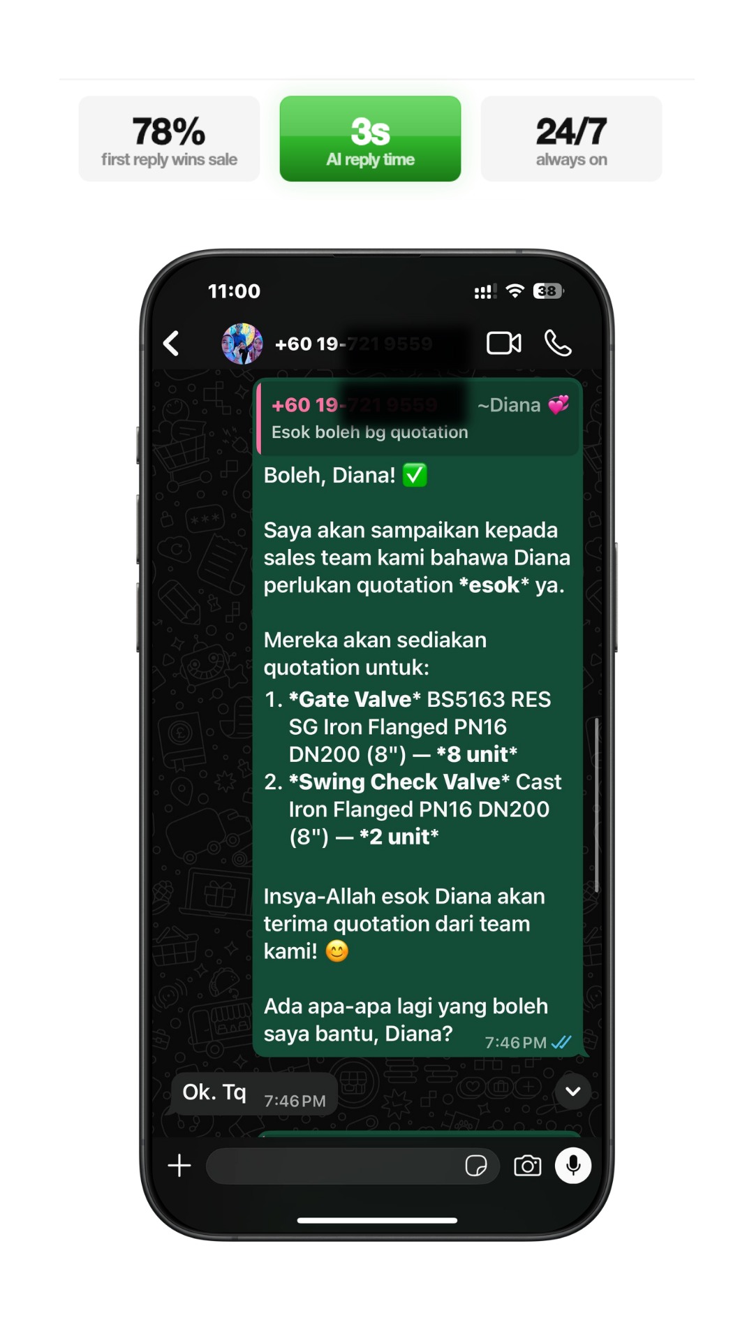 Bot capturing full quotation details